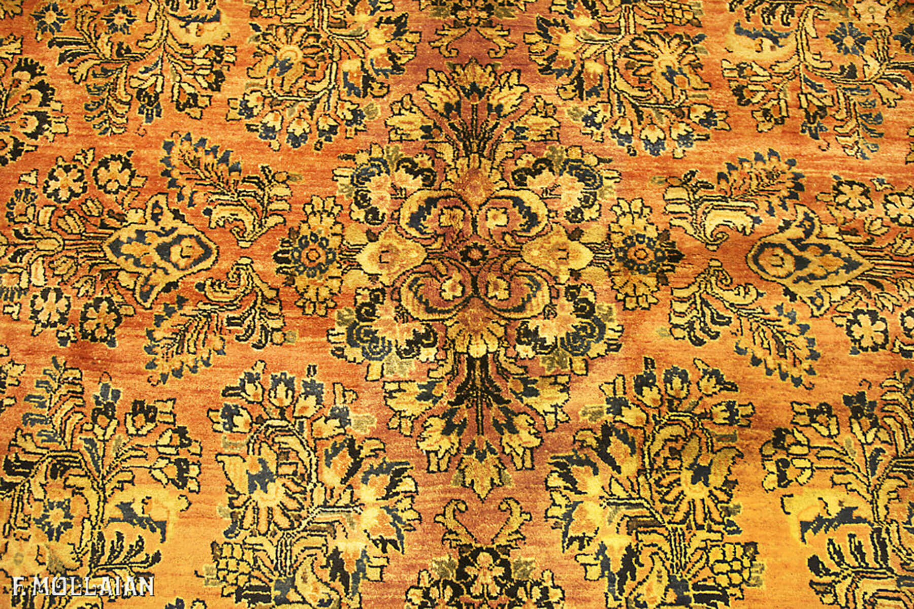 Tappeto Antico Persiano Saruk a Fondo Salmone e disegno Floreale n°:95583952
